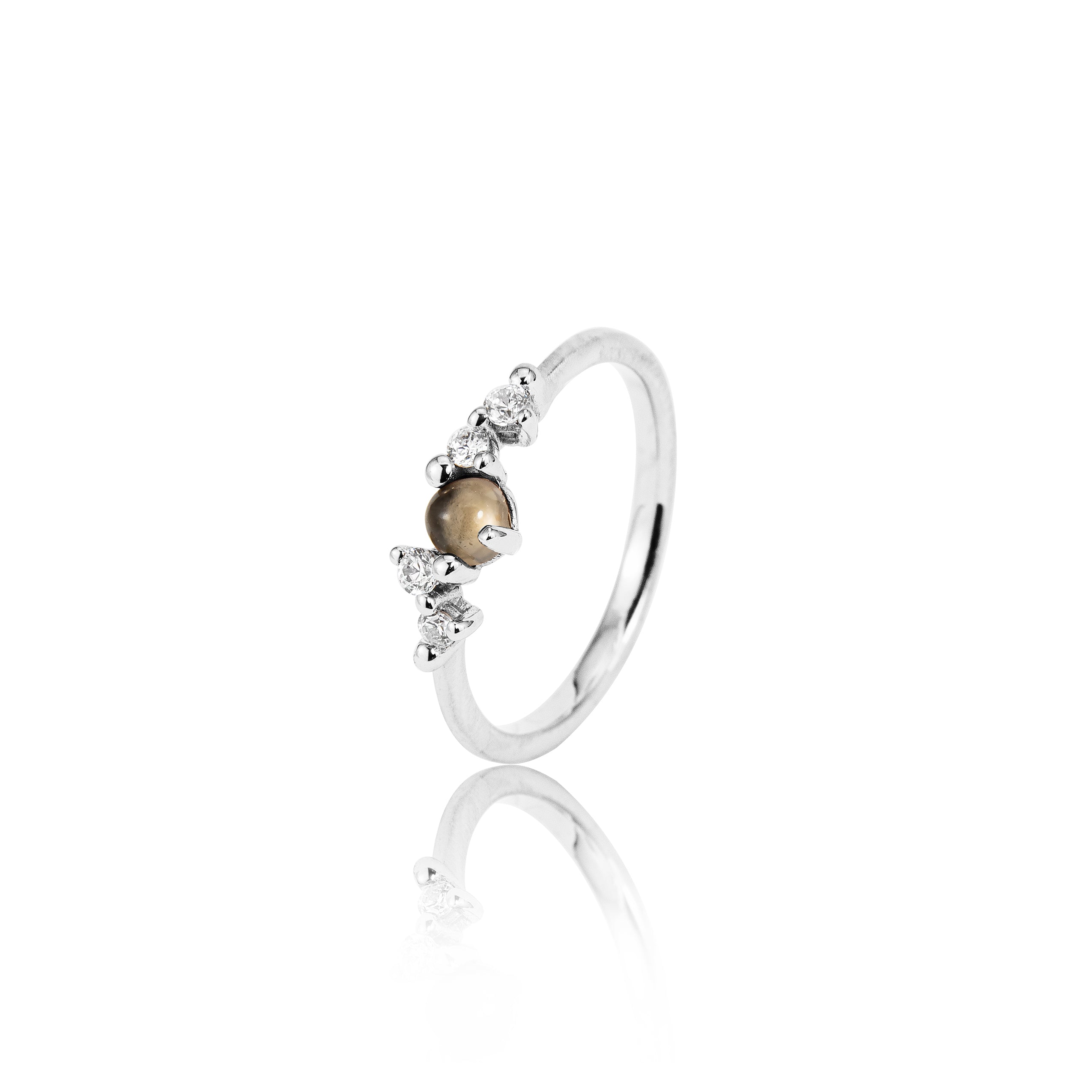 Stellini ring "smal" in 585/- gold with smoky quartz