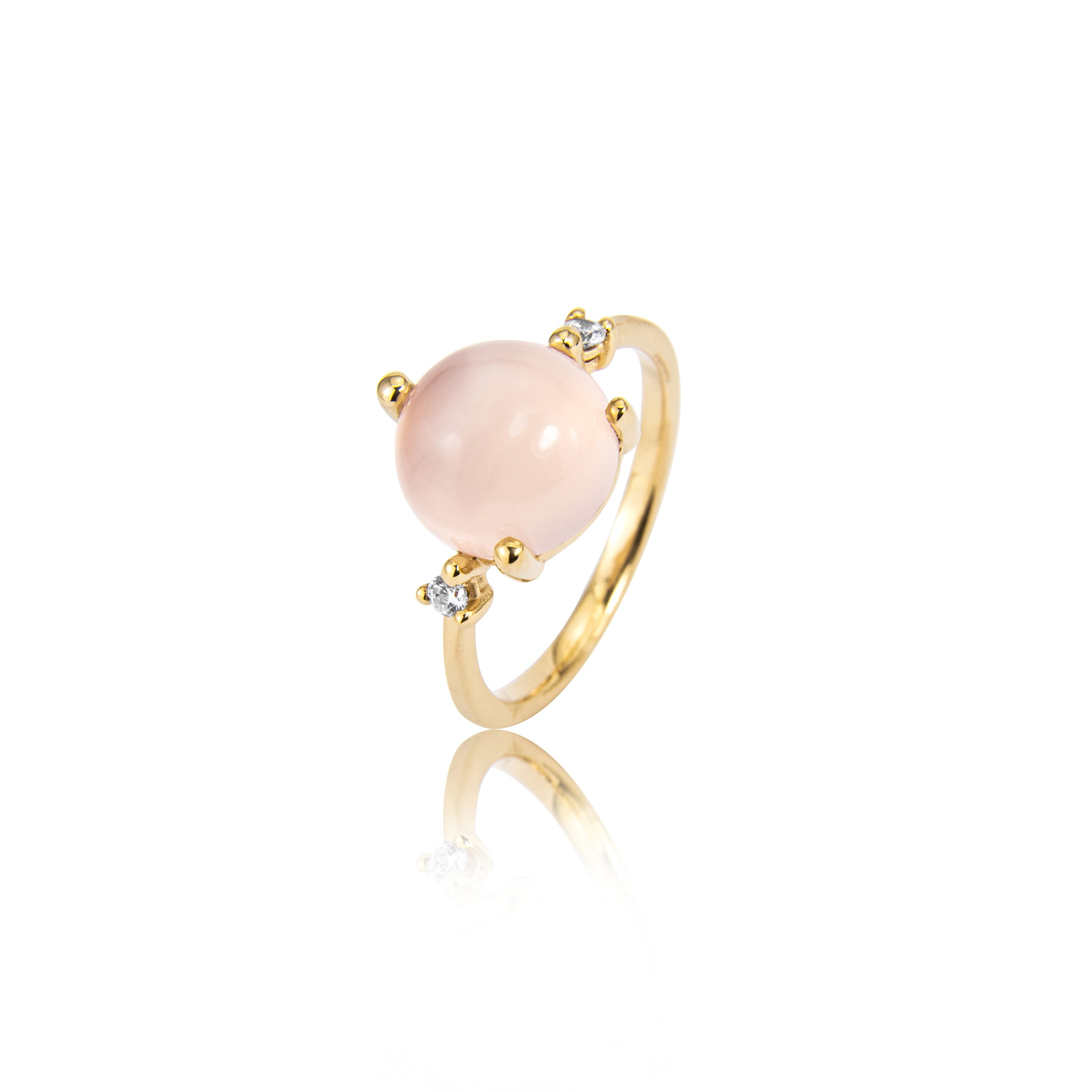 Stellini ring "big" in 585/- gold with pink quartz