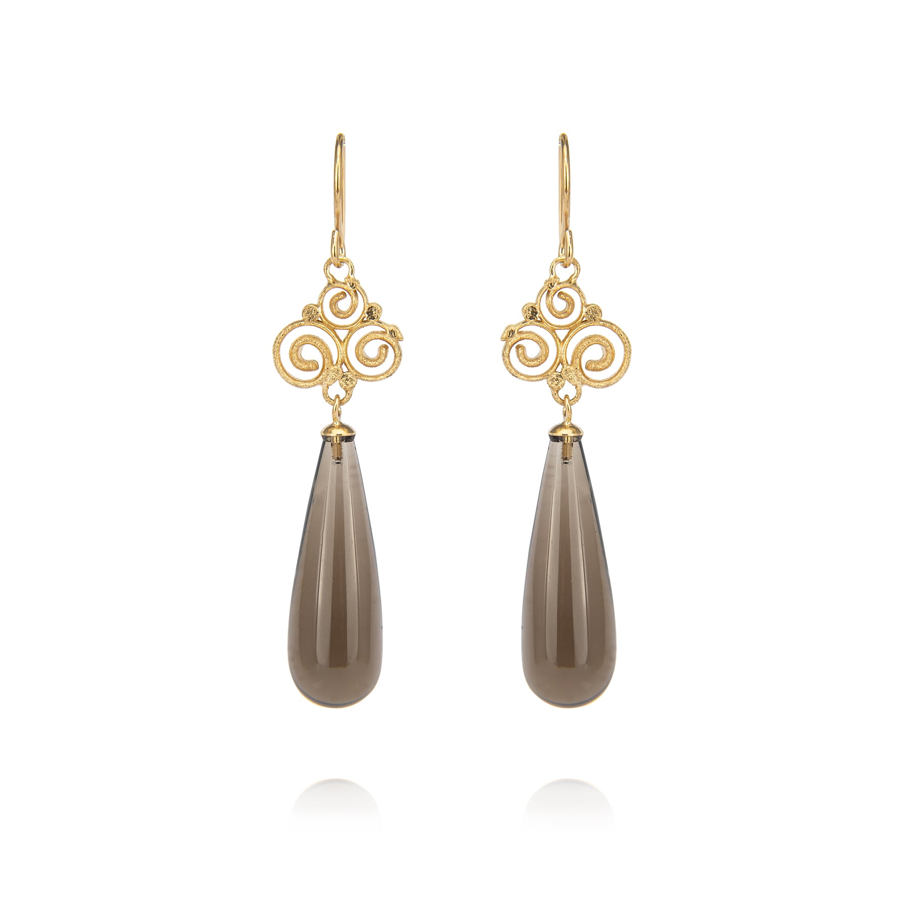 Grace earrings 925/- with smoky quartz "big" teardrop