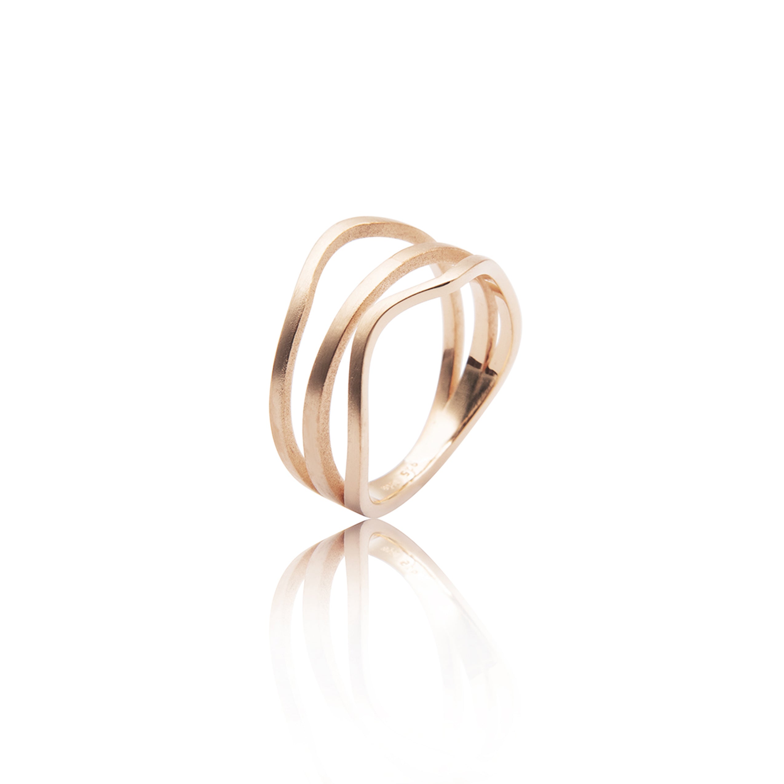 Cascade ring "3" in 585 gold